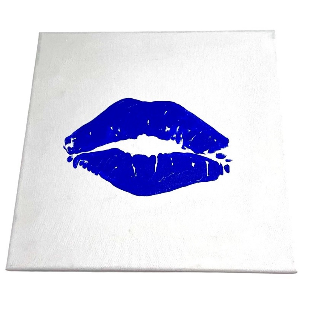 Blue Lip Print Canvas Wall Art hand done no signature